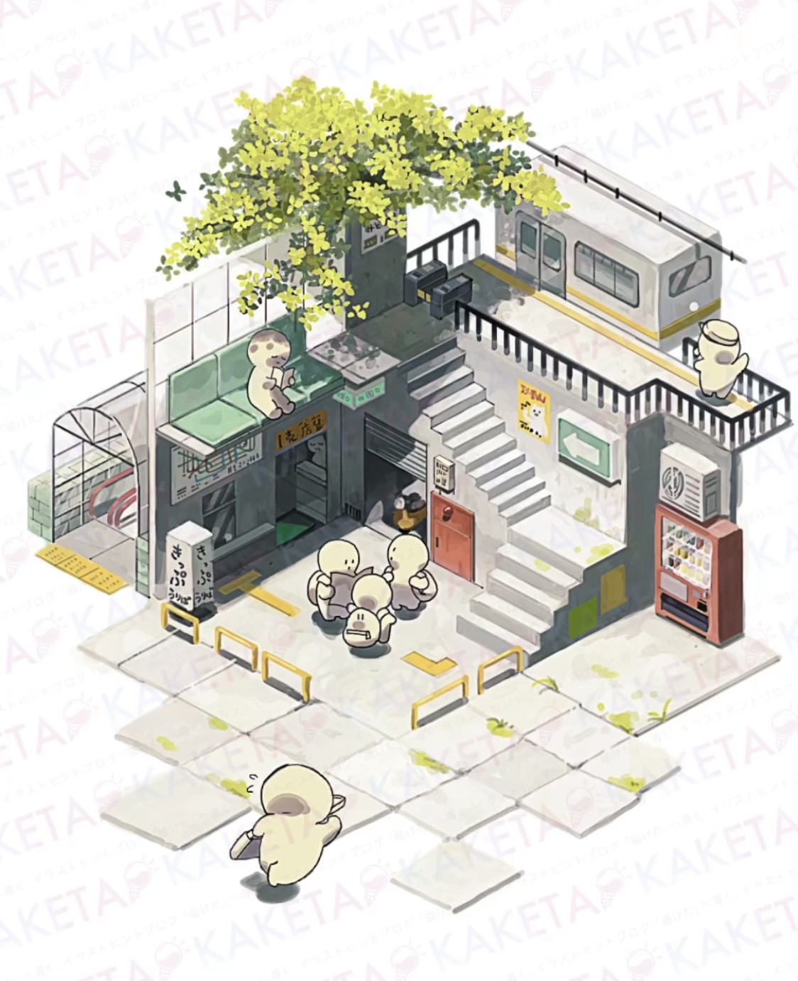 【背景入門】箱庭・ヴィネットイラストの描き方【パース定規練習】 - KAKETA